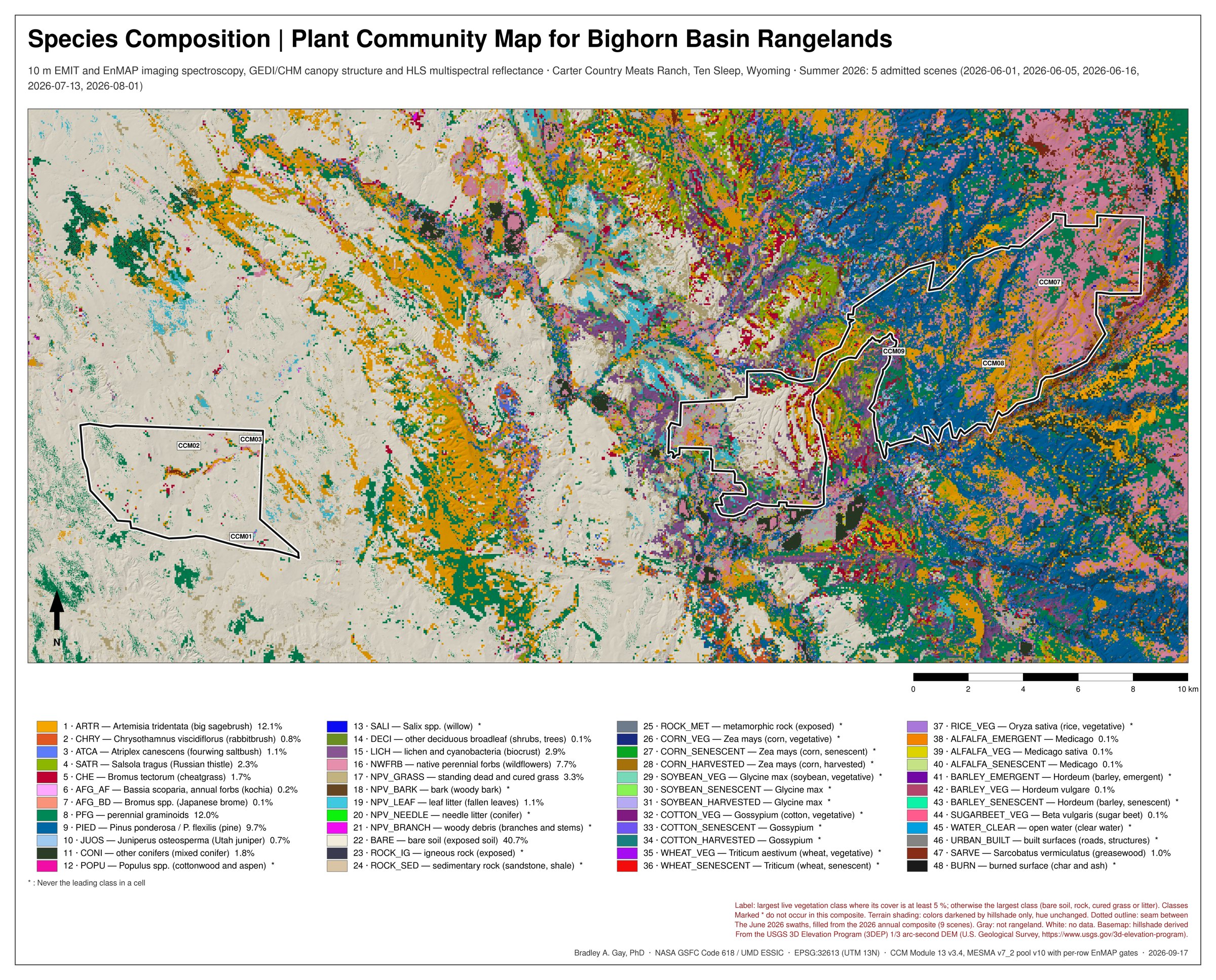 Species composition — plant community map, summer 2026